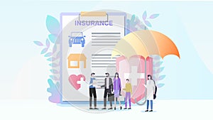 Total Property and Health Insurance Flat Vector