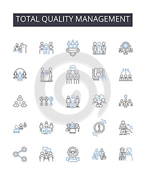 Total Quality Management line icons collection. Corporate Governance, Project Management, Environmental Sustainability