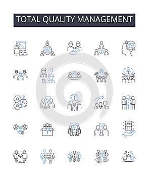 Total Quality Management line icons collection. Corporate Governance, Project Management, Environmental Sustainability