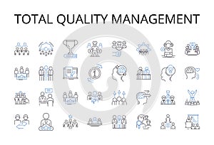 Total Quality Management line icons collection. Corporate Governance, Project Management, Environmental Sustainability