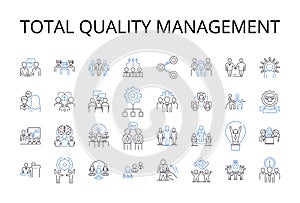 Total Quality Management line icons collection. Corporate Governance, Project Management, Environmental Sustainability