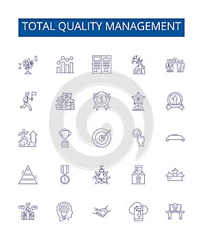 Total quality management line icons signs set. Design collection of Quality, Management, Total, Excellence, Process