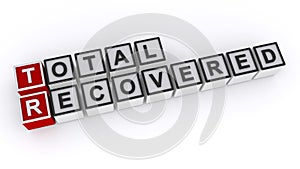 Total recovered word block on white