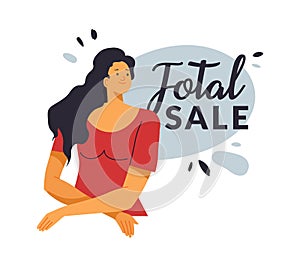 Total sale in shops and stores, discounts banner