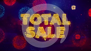 Total sale text on colorful ftirework explosion particles.