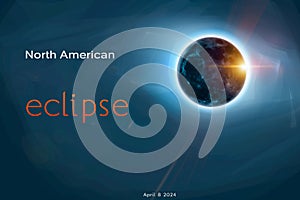 Total solar eclipse 2024 banner template with information text