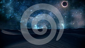 Total Solar Eclipse in a Desert Night - Loop Landscape Motion Background