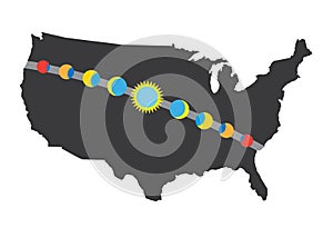 Total Solar Eclipse Icon August 21, 2017 - route map