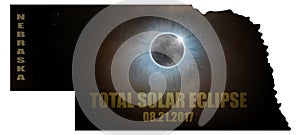Total Solar Eclipse in Nebraska Map Outline USA