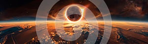 total solar eclipse from space, cosmic background