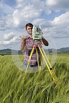 Total station Wheat field Engineer Surveyor