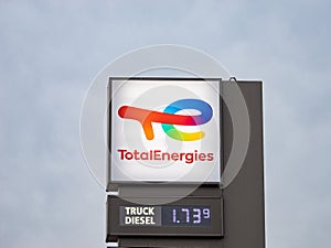 TotalEnergies Sign at a Gas Station