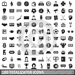 100 totalizator icons set, simple style