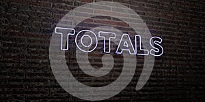 TOTALS -Realistic Neon Sign on Brick Wall background - 3D rendered royalty free stock image photo
