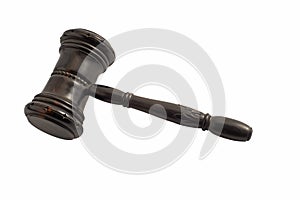 Totaly in focus judge gavel isolated in white background