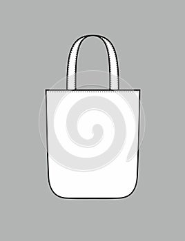 Tote bag on a background flat sketch. Women handbag apparel design.
