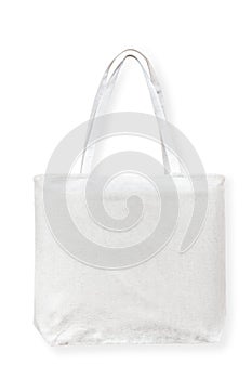 Tote bag canvas cotton fabric cloth for eco shopping sack mockup blank template isolated on white background clipping path