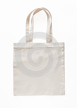 Tote bag canvas fabric cloth eco shopping sack mockup blank template isolated on white background clipping path