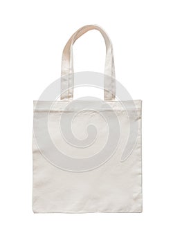 Tote bag canvas fabric cloth eco shopping sack mockup blank template isolated on white background clipping path