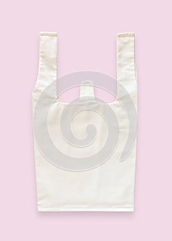 Tote bag canvas white cotton fabric cloth for eco shopping sack mockup blank template isolated on pink background clipping path