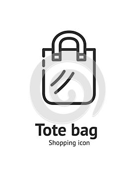 Tote Bag Fabric Cloth Sign Thin Line Icon Emblem Concept. Vector