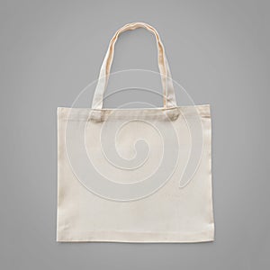 Tote bag mock up canvas white cotton fabric cloth eco shopping sack mockup blank template isolated on grey background