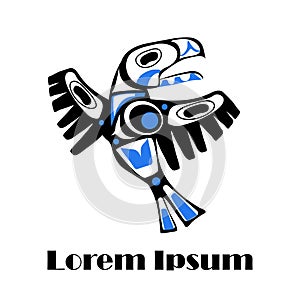 Totem bird indigenous art stylization