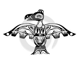 Totem bird indigenous art stylization