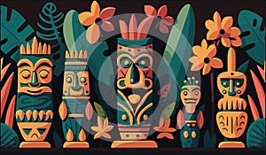 Totem. Mayan pattern. Mexican Mesoamerican culture.