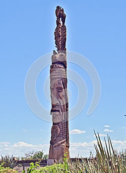 Totem Pole along 1st Street Pathway Park in Winslow, Arizona