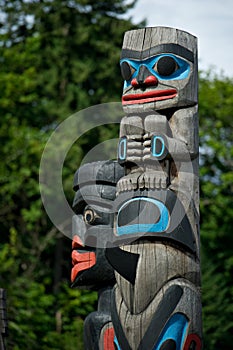 Totem Pole Detail Duncan, British Columbia, Canada