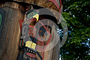 Totem Pole Detail Duncan, British Columbia, Canada
