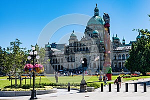 Totem Pole in front of the Parliment Building of british Columbia