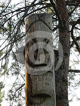 A totem pole at the International Peace Gardens, Salt Lake City, Utah