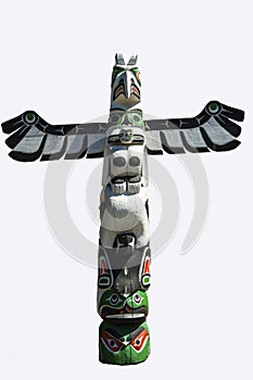 Totem pole - isolated on white - totem pole of canadian indians