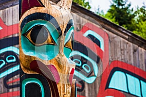 Totem Pole Near Saxman Tribal House