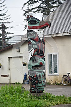 Totem Pole in the village of Hoonah at Icy Strait Point in Alaska