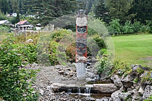 Totem Pole in the village of Hoonah at Icy Strait Point in Alaska