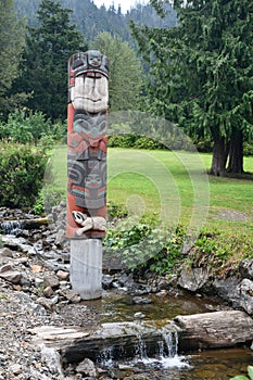 Totem Pole in the village of Hoonah at Icy Strait Point in Alaska