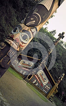 Totem Poles and Clan House photo