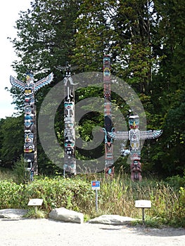 Totem Poles in Staley Park in Vancouver, Canada