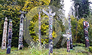 Totem poles, Stanley Park, Vancouver, British Columbia, Canada