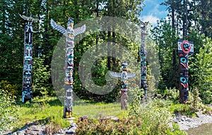 Totems in Stanley Park, Vancouver Canada photo