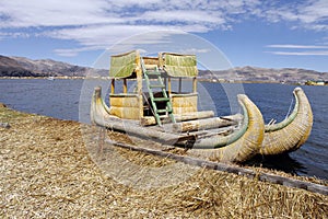 Totora boat on Titicaca photo
