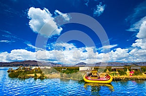 Totora boat on the Titicaca lake near Puno