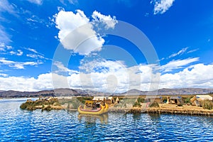 Totora boat on the Titicaca lake near Puno