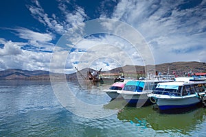 Totora boat on the Titicaca lake near Puno