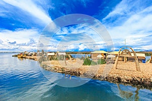 Totora boat on the Titicaca lake near Puno