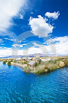 Totora boat on the Titicaca lake near Puno photo