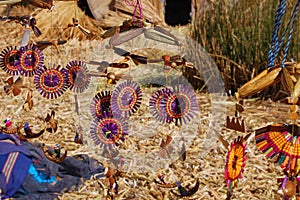 Totora souvenirs from the floating Uros island on Lake Titicaca